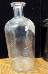 VTG LOT OF 4 GLASS BROWN & CLEAR MEDICINE BOTTLES